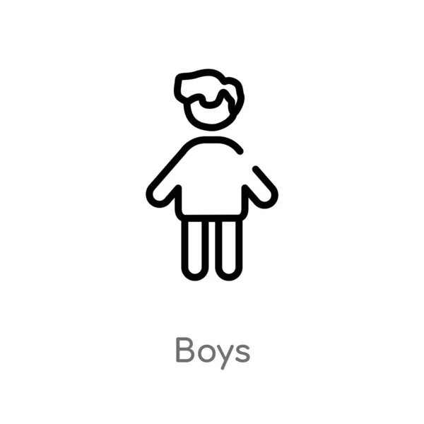 Overzicht Boys Vector Icon Geïsoleerde Zwarte Eenvoudige Lijn Element Illustratie — Stockvector