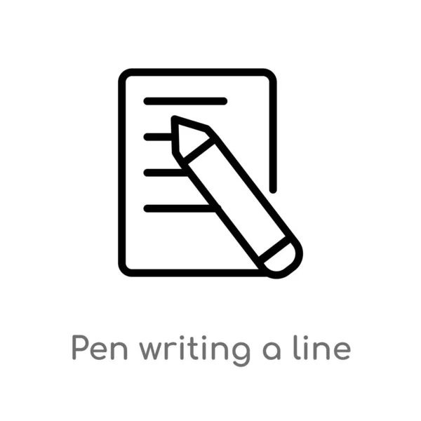 轮廓笔书写线向量图标 从用户界面概念中分离出黑色简单行元素图 可编辑的矢量笔在白色背景上书写线条图标 — 图库矢量图片