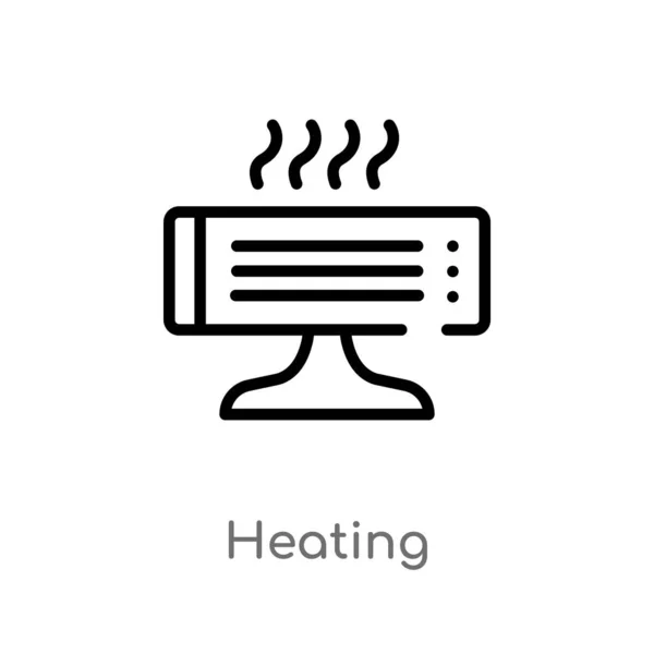 Outline Heating Vector Icon Isolated Black Simple Line Element Illustration — Stock Vector