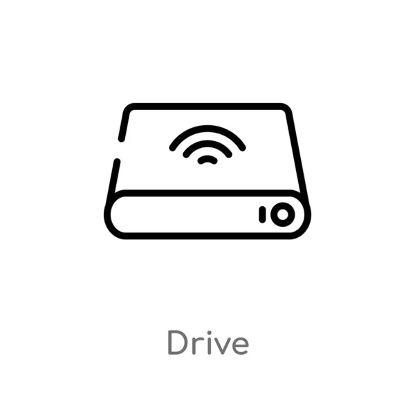 Pictogram Voor Schijf Vector Van Omtrek Geïsoleerde Zwarte Eenvoudige Lijn — Stockvector