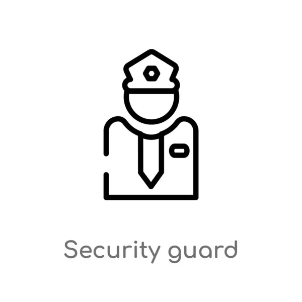 Esbozar Icono Vector Guardia Seguridad Aislado Negro Simple Línea Elemento — Vector de stock