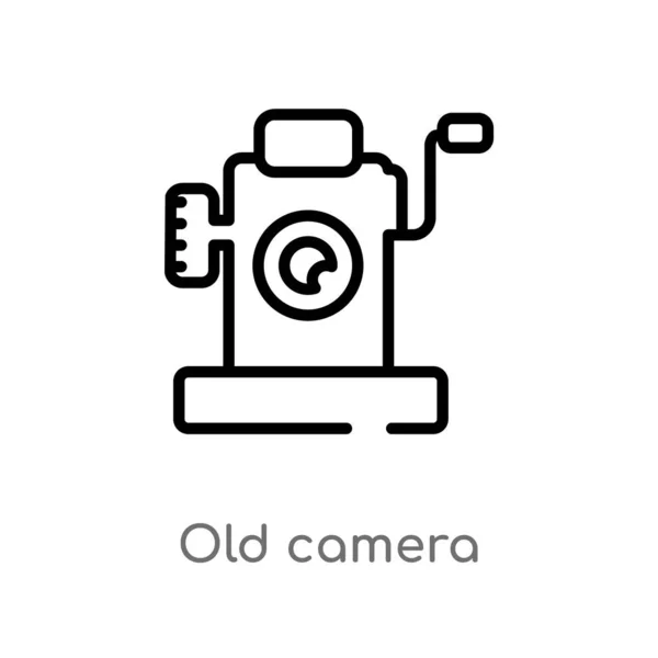 Obrys Původní Vektorové Ikony Kamery Izolovaná Černá Jednoduchá Čára Ilustrace — Stockový vektor