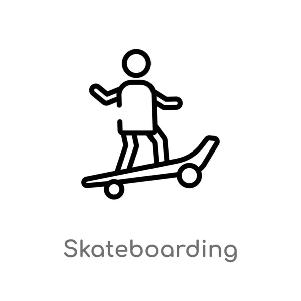 Outline Skateboarding Vector Icon Isolated Black Simple Line Element Illustration — Stock Vector