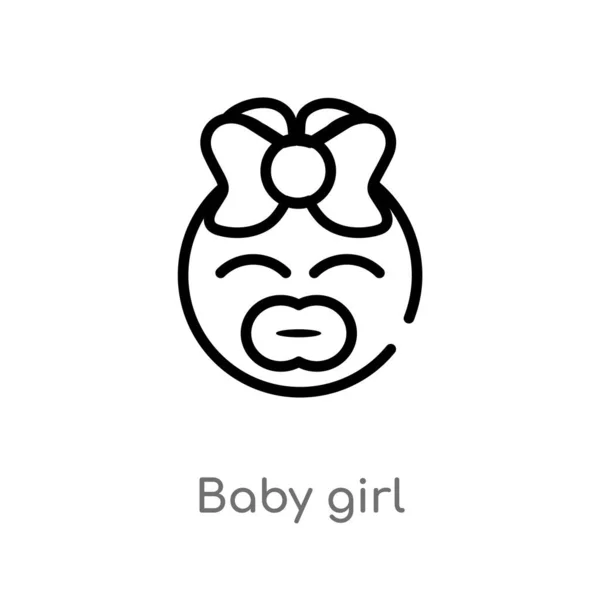 Outline Baby Girl Vector Icon Isolated Black Simple Line Element — Stock Vector