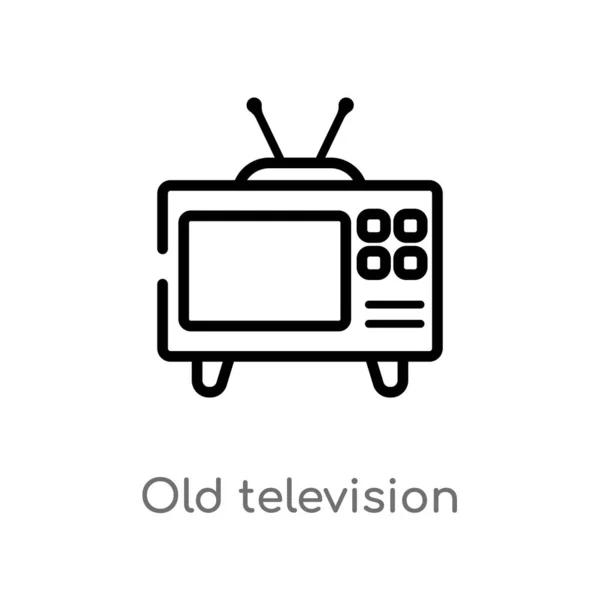 Contorno Viejo Icono Vector Televisión Aislado Negro Simple Línea Elemento — Archivo Imágenes Vectoriales