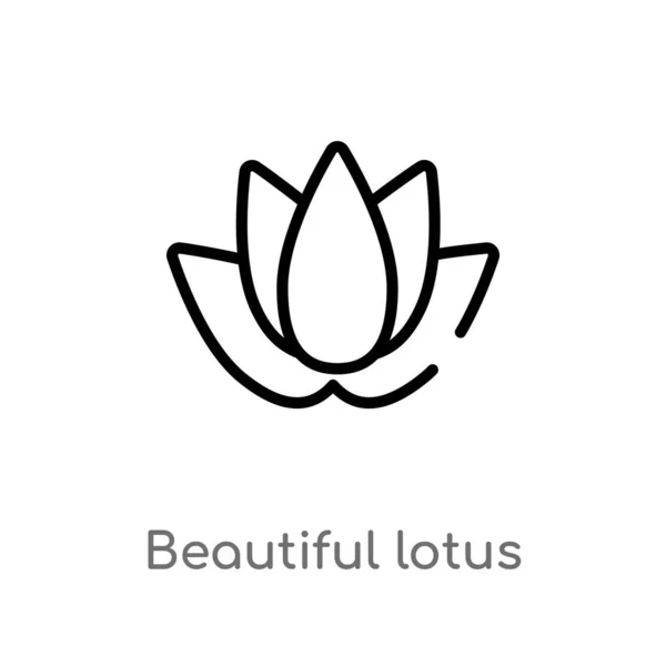Contour Belle Icône Vectorielle Fleur Lotus Illustration Isolée Élément Ligne — Image vectorielle