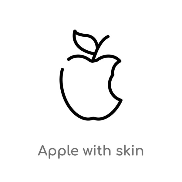 Umriss Apfel Mit Haut Vektor Symbol Vereinzelte Darstellung Schwarzer Einfacher — Stockvektor