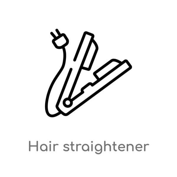 Outline Hair Straightener Vector Icon Isolated Black Simple Line Element — Stock Vector