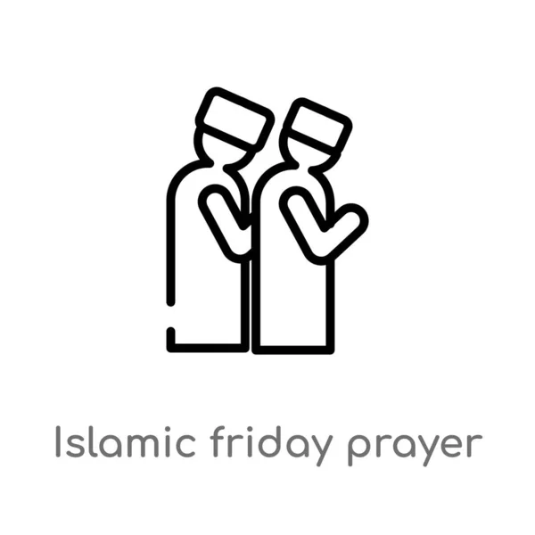 Outline Islamic Friday Prayer Vector Icon Isolated Black Simple Line — Stock Vector