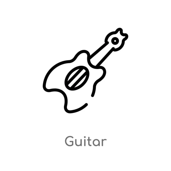 Contorno Icono Vector Guitarra Aislado Negro Simple Línea Elemento Ilustración — Vector de stock