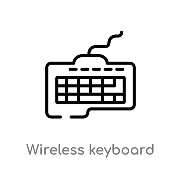 Contorno Icona Vettoriale Tastiera Wireless Isolato Nero Semplice Linea Elemento — Vettoriale Stock