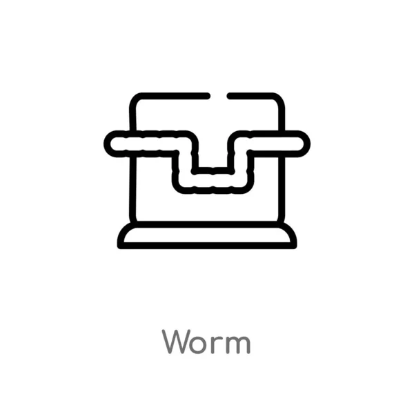 Umreißt Das Wurmvektorsymbol Isolierte Darstellung Schwarzer Einfacher Linien Aus Dem — Stockvektor