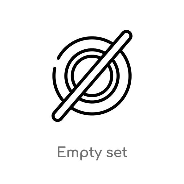 Outline Empty Set Vector Icon Isolated Black Simple Line Element — Stock Vector