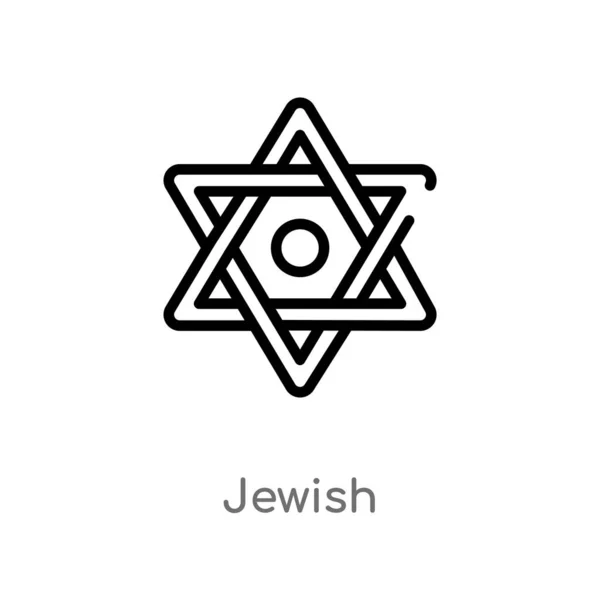 Outline Jewish Vector Icon Isolated Black Simple Line Element Illustration — Stock Vector