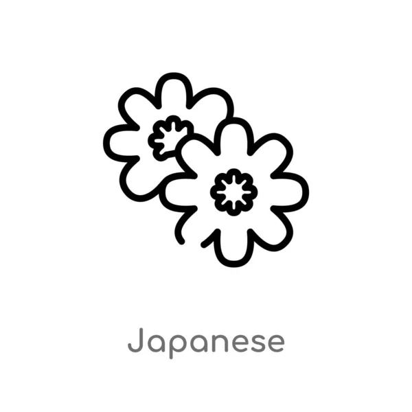 Outline Japanese Vector Icon Isolated Black Simple Line Element Illustration — Stock Vector