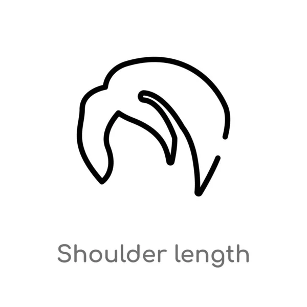 肩幅の長さベクトルアイコン 女性服のコンセプトから孤立した黒シンプルなライン要素のイラスト 白い背景に編集可能なベクトルストローク肩の長さのアイコン — ストックベクタ