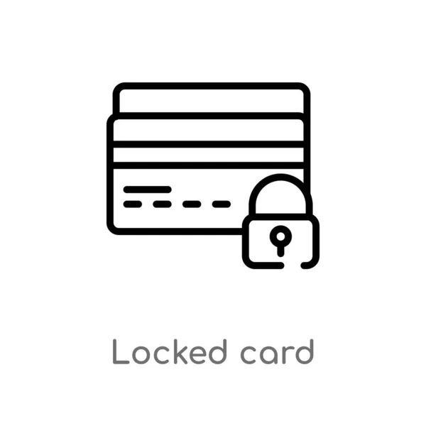 Contorno Tarjeta Bloqueada Icono Vector Elemento Línea Simple Negro Aislado — Vector de stock