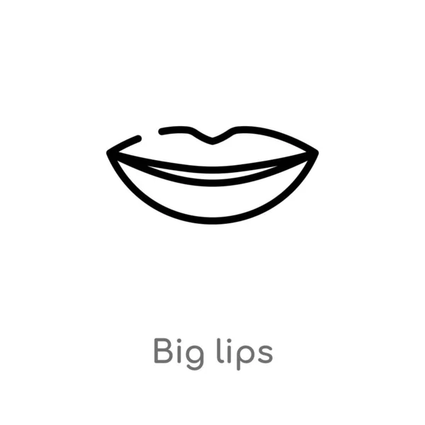 Outline Big Lips Vector Icon Isolated Black Simple Line Element — Stock Vector