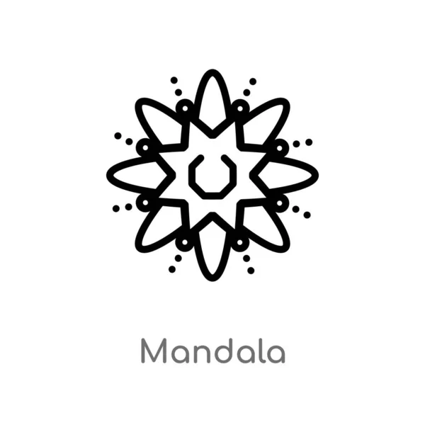 Contorno Mandala Vector Icono Aislado Negro Simple Línea Elemento Ilustración — Archivo Imágenes Vectoriales