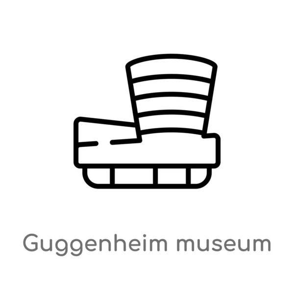 Umreißen Guggenheim Museum Vektor Symbol Vereinzelte Schwarze Einfache Linie Element — Stockvektor