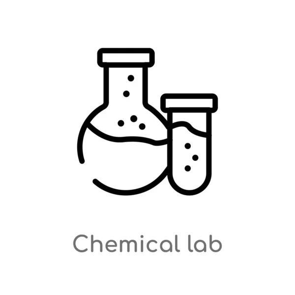 Contorno Chimica Icona Vettore Laboratorio Isolato Nero Semplice Linea Elemento — Vettoriale Stock