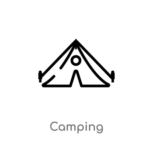 Contorno Camping Vetor Ícone Isolado Preto Simples Ilustração Elemento Linha — Vetor de Stock