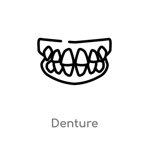 Контурна Піктограма Зубного Ряду Ізольована Чорна Проста Ілюстрація Елемента Лінії — стоковий вектор