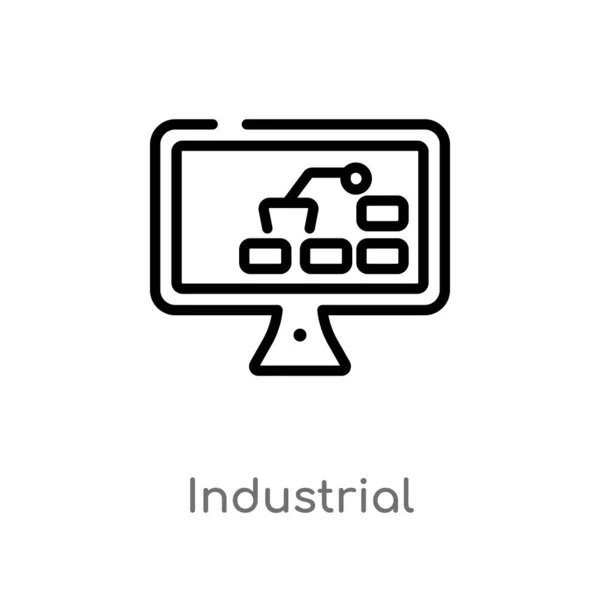 Overzicht Industrieel Vector Pictogram Geïsoleerde Zwarte Eenvoudige Lijn Element Illustratie — Stockvector