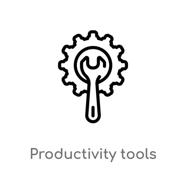 Overzicht Productiviteitshulpmiddelen Vector Pictogram Geïsoleerde Zwarte Eenvoudige Lijn Element Illustratie — Stockvector