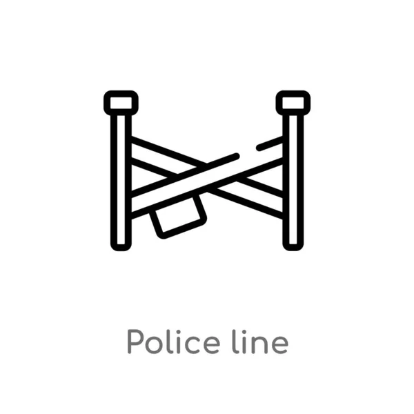 Overzicht Police Line Vector Icon Geïsoleerde Zwarte Eenvoudige Lijn Element — Stockvector