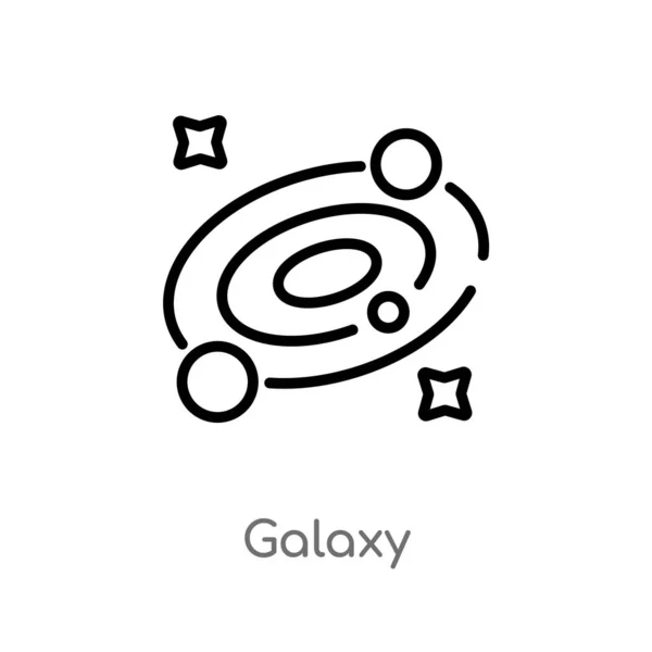 Εικονίδιο Διανυσματικού Διάνυσμα Galaxy Απομονωμένη Μαύρη Απλή Γραμμή Στοιχείο Εικόνα — Διανυσματικό Αρχείο