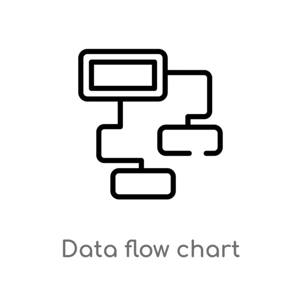 Delinear Ícone Vetor Fluxograma Dados Isolado Preto Simples Ilustração Elemento —  Vetores de Stock