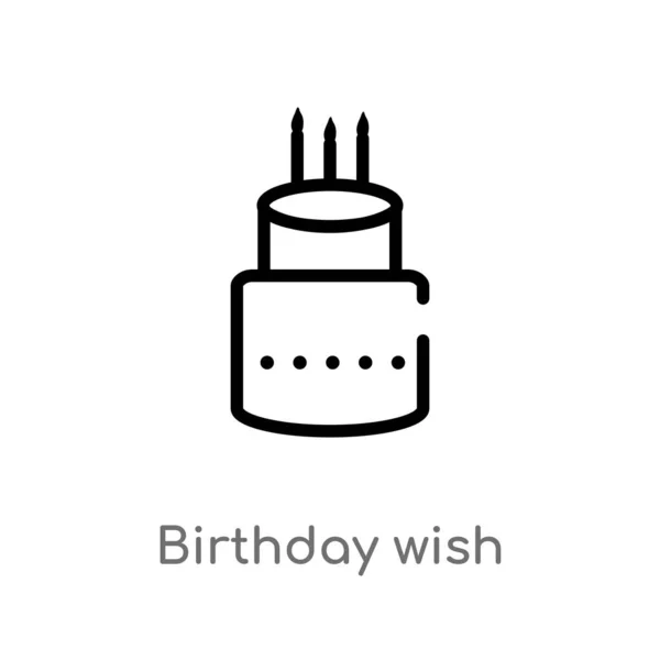 Contorno Icono Deseo Cumpleaños Vector Aislado Negro Simple Línea Elemento — Vector de stock