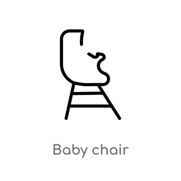 Obrysová Ikona Vektoru Dětské Židle Izolovaný Černý Jednoduchý Řádek Ilustrace — Stockový vektor