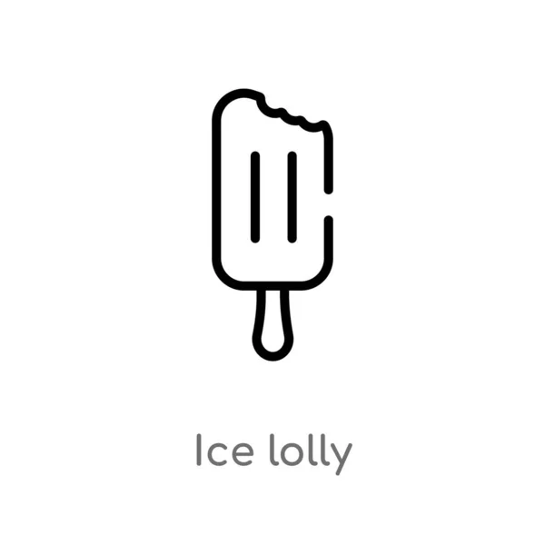 Overzicht Ice Lolly Vector Pictogram Geïsoleerde Zwarte Eenvoudige Lijn Element — Stockvector