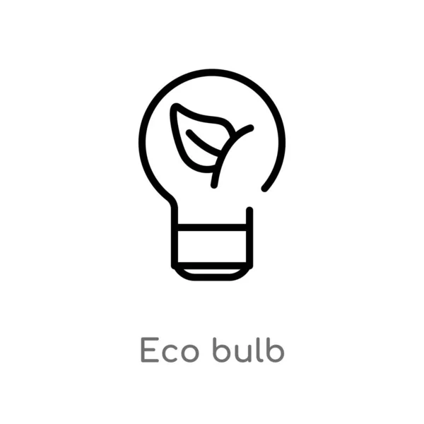 Overzicht Eco Bulb Vector Pictogram Geïsoleerde Zwarte Eenvoudige Lijn Element — Stockvector