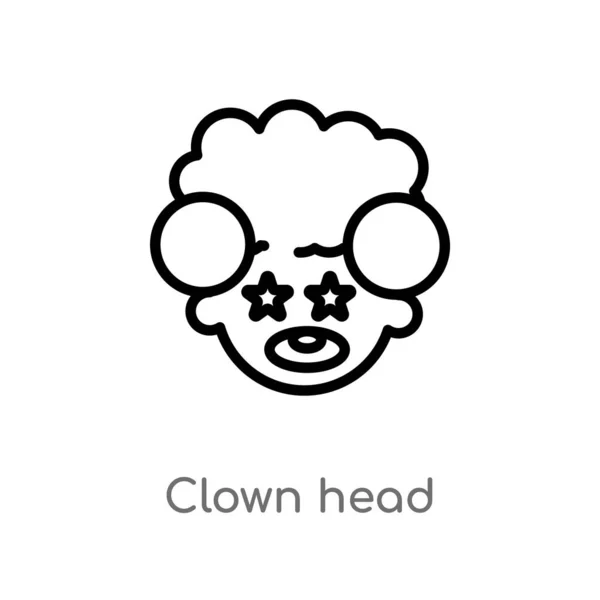 Umreißen Clownskopfvektorsymbol Isolierte Schwarze Einfache Linie Element Illustration Aus Dem — Stockvektor
