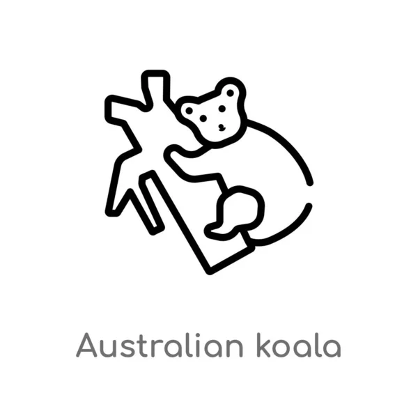 Zarys Australian Koala Wektor Ikona Białym Tle Prosty Element Linii — Wektor stockowy