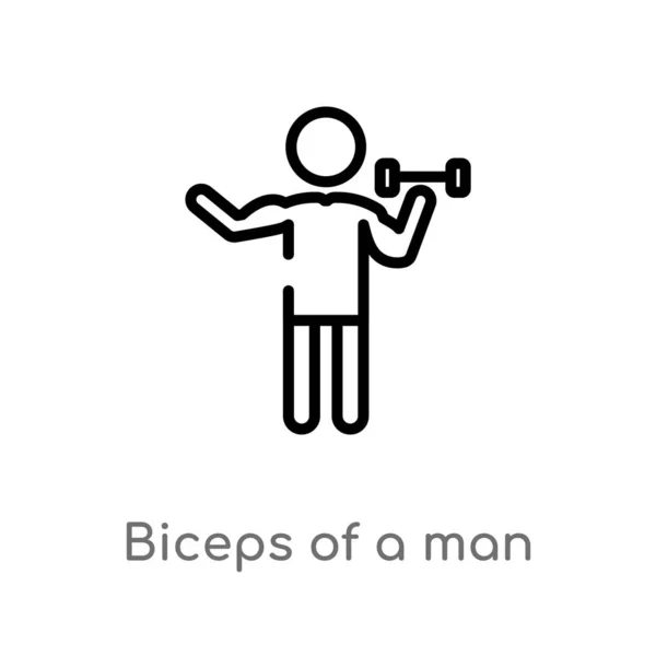 Man ベクトルアイコンの輪郭二頭筋 人の概念から孤立した黒シンプルなライン要素のイラスト 白い背景に男のアイコンの編集可能なベクトルストローク二頭筋 — ストックベクタ