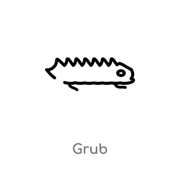 Contour Grub Icône Vectorielle Illustration Isolée Élément Ligne Simple Noir — Image vectorielle