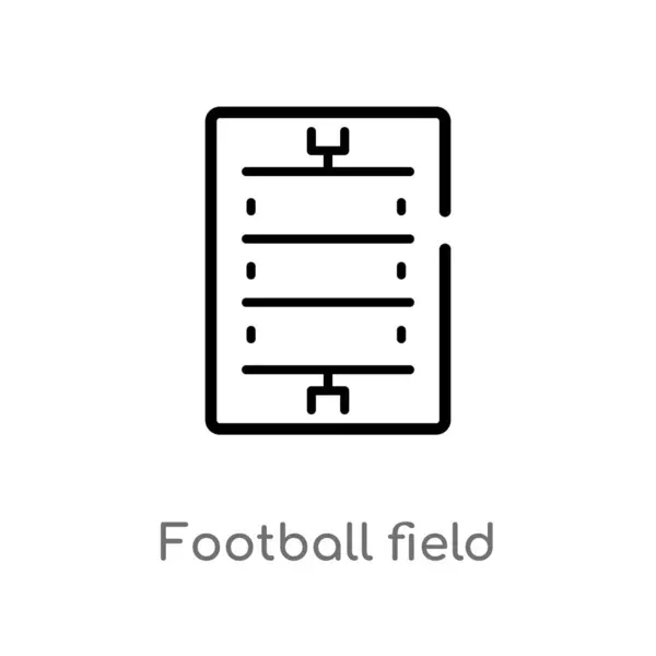 Umreißen Fußballfeld Vektor Symbol Vereinzelte Darstellung Schwarzer Einfacher Linien Aus — Stockvektor