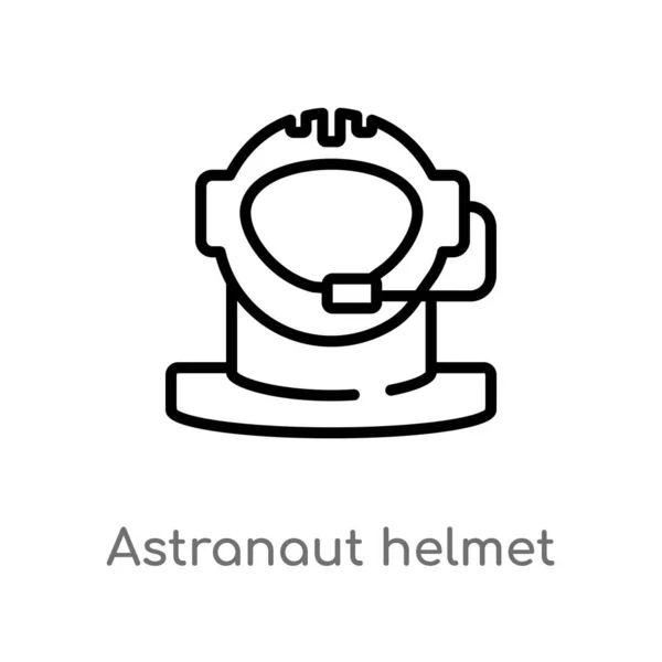 Contorno Icono Del Vector Del Casco Astranauta Elemento Línea Simple — Vector de stock