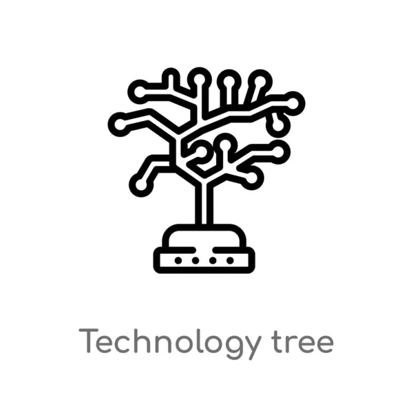 Ikona Wektor Drzewa Technologii Konspektu Białym Tle Prosty Element Linii — Wektor stockowy