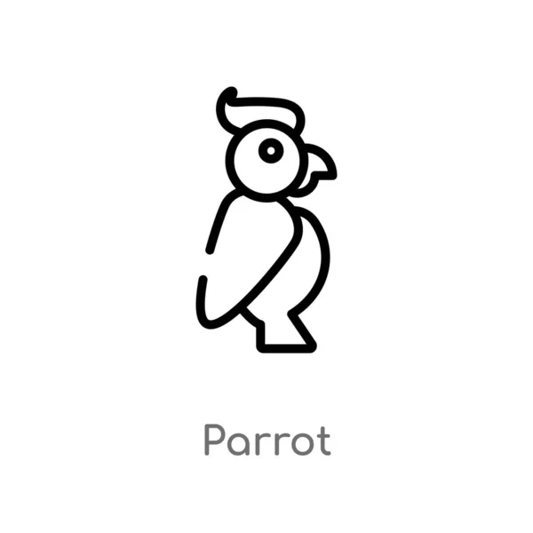 Overzicht Parrot Vector Icoon Geïsoleerde Zwarte Eenvoudige Lijn Element Illustratie — Stockvector