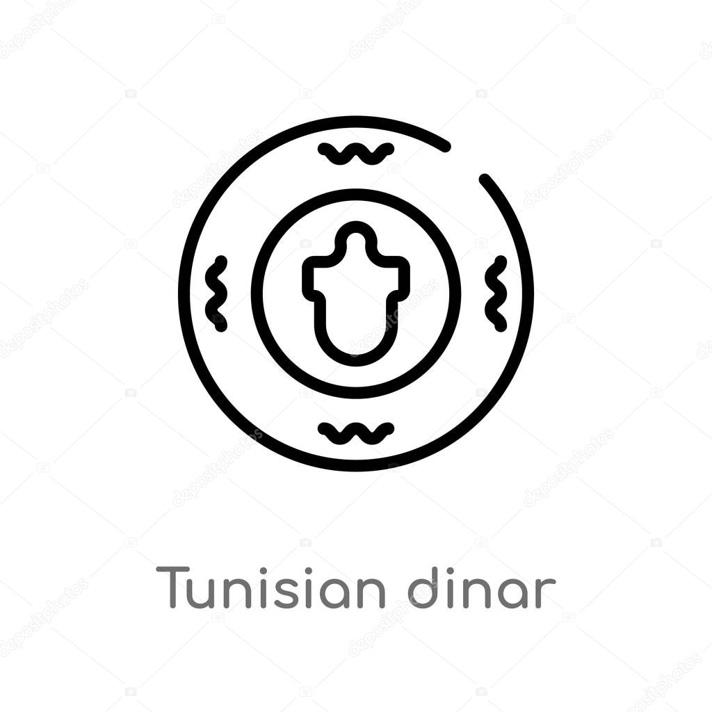 outline tunisian dinar vector icon. isolated black simple line element illustration from africa concept. editable vector stroke tunisian dinar icon on white background