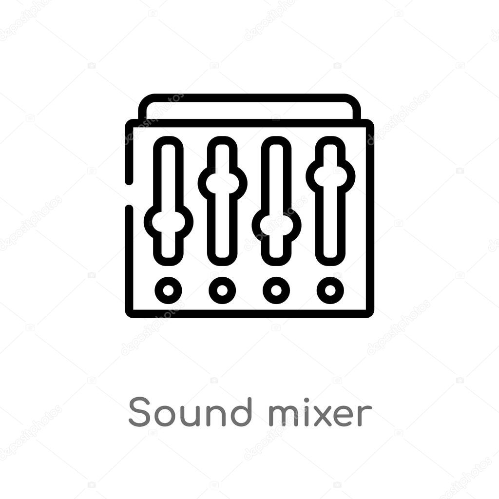 Outline sound mixer vector icon. isolated black simple line element illustration from discotheque concept. editable vector stroke sound mixer icon on white background