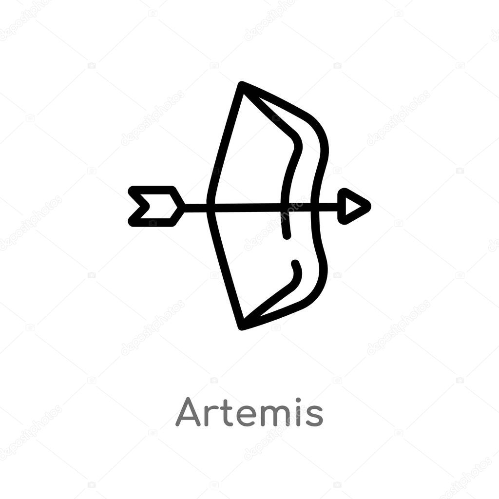 outline artemis vector icon. isolated black simple line element illustration from greece concept. editable vector stroke artemis icon on white background