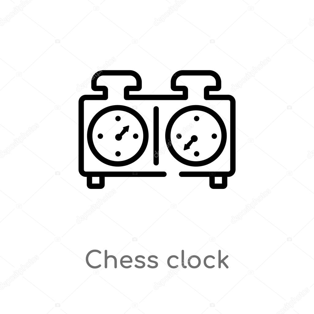 outline chess clock vector icon. isolated black simple line element illustration from human resources concept. editable vector stroke chess clock icon on white background