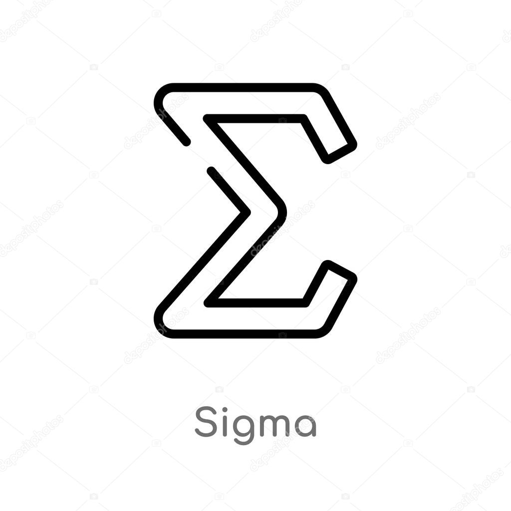 Outline sigma vector icon. isolated black simple line element illustration from greece concept. editable vector stroke sigma icon on white background