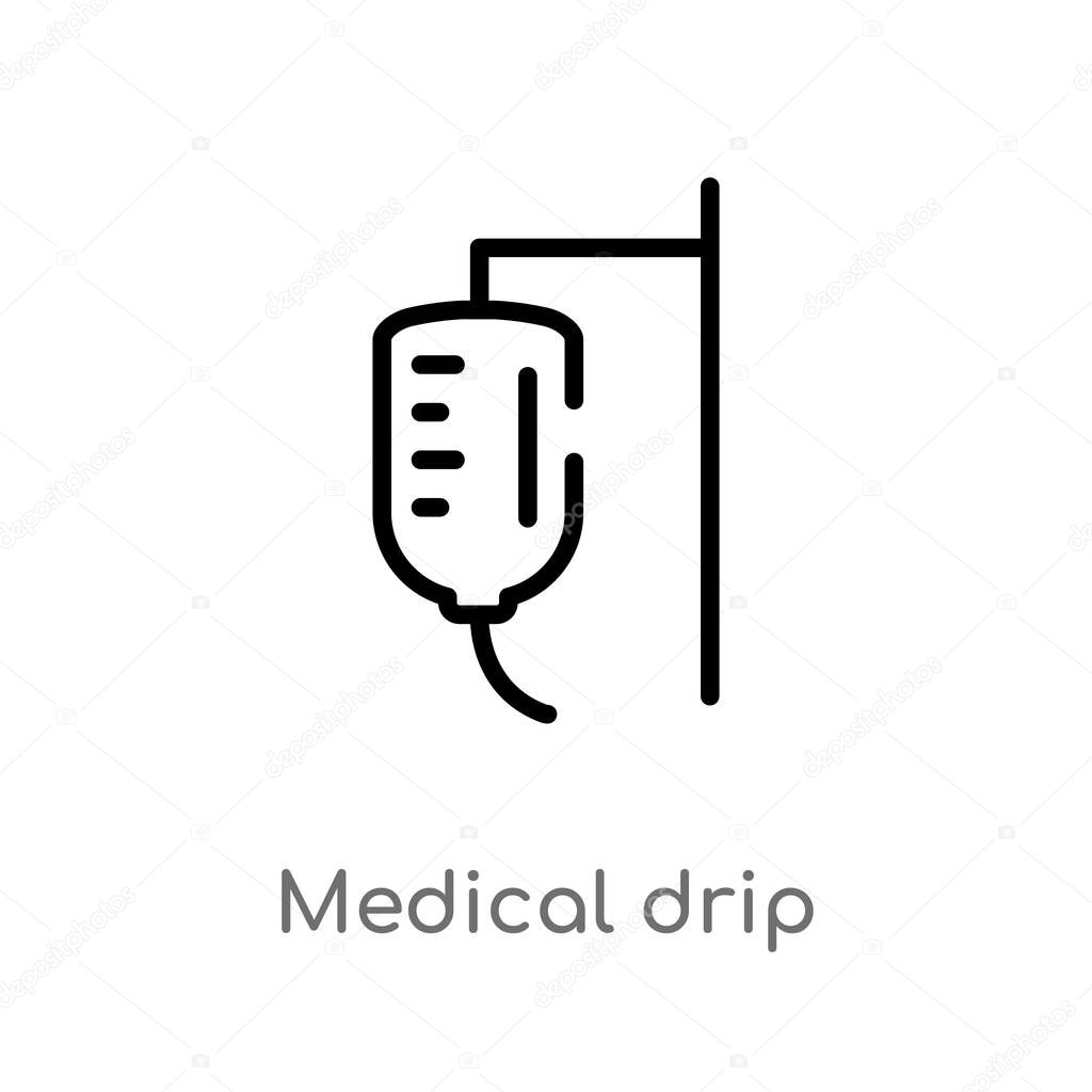 Outline medical drip vector icon. isolated black simple line element illustration from health and medical concept. editable vector stroke medical drip icon on white background